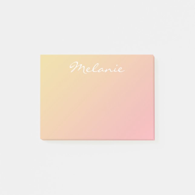 Post-it® Rose Corail Doré Ombré Moderne Script (Devant)