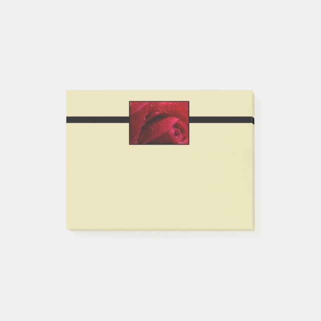 Post-it® Rose de macro rouge avec gouttelettes d'eau (Devant)