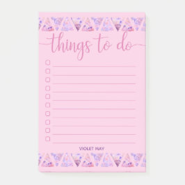 Post-it® Rose de triangles d'aquarelle personnalisé pour