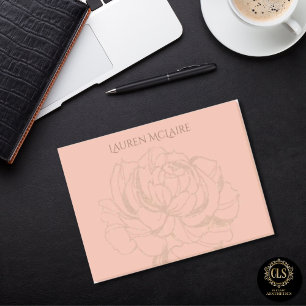 Post-it® Rose Dorée sur Nom Minimaliste Abricot