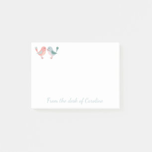 Post-it® Rose Et Bleu Lovebirds Amour, Mariage