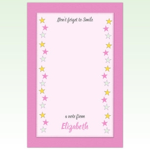 Post-it® Rose et jaune avec étoiles et nom