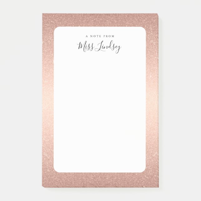 Post-it® Rose Gold Faux Parties scintillant Monogramme Ense (Devant)