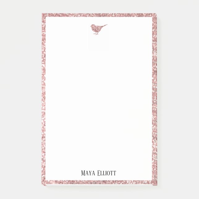 Post-it® Rose Gold Faux Parties scintillant Oiseau et front (Devant)