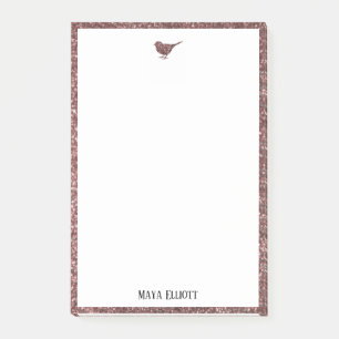 Post-it® Rose Gold Faux Parties scintillant Oiseau et front