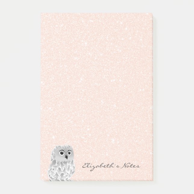 Post-it® Rose Gold Parties scintillant Cute Owl Ajouter un  (Devant)
