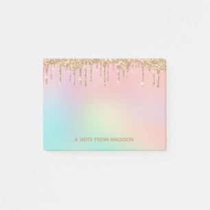 Post-it® Rose Gold Personnalisé Paillettes qui Coulent 