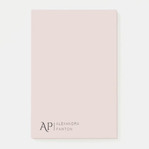 Post-it® Rose léger Personnalisé Monogramme personnel