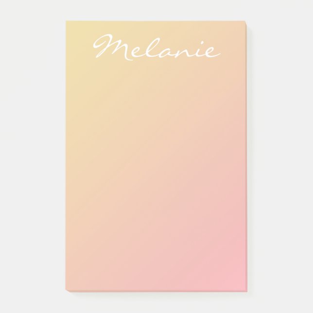 Post-it® Rose moderne Blush Coral Gold Ombre Script (Devant)