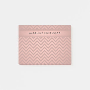 Post-it® Rose moderne or Chevron Motif Monogramme