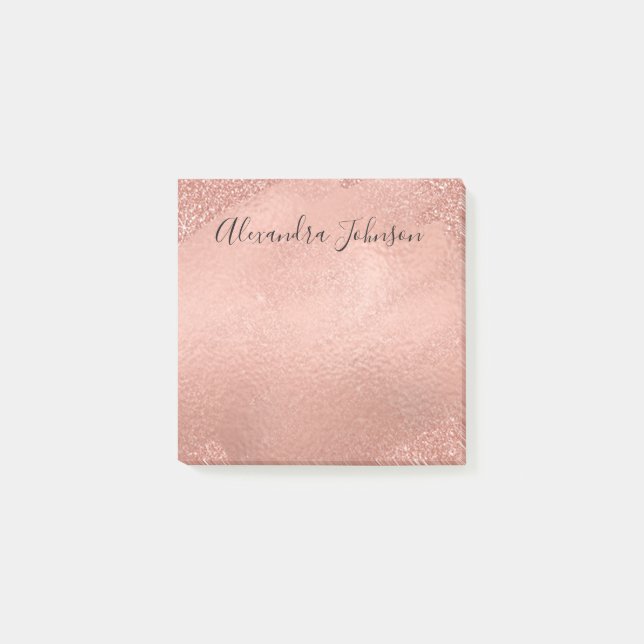 Post-it® Rose pâle - Rose Gold Foil Brush Strot (Devant)