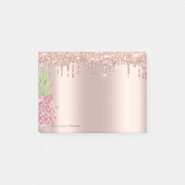 Post-it® Rose Parties scintillant or gouttes Aquarelle anan (Devant)