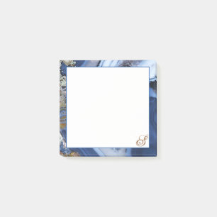 Post-it® Rose personnalisé Marbre bleu marine Stick