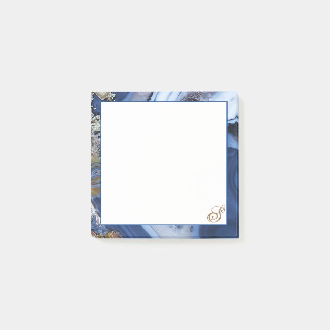 Post-it® Rose personnalisé Marbre bleu marine Stick (Devant)