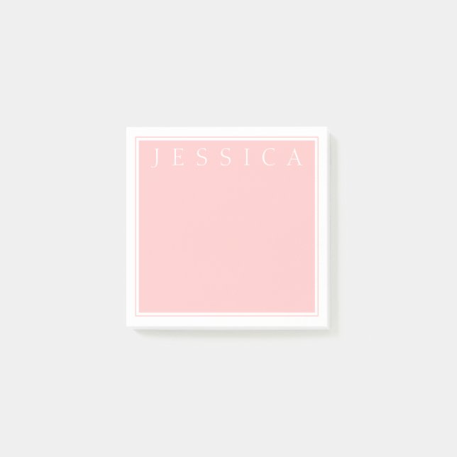 Post-it® Rose Rose clair | Votre nom en blanc (Devant)