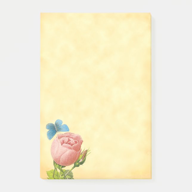 Post-it® Rose rose rustique et papillon bleu (Devant)