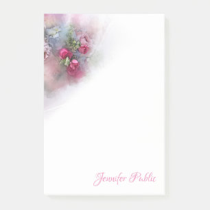 Post-it® Roses d'aquarelle Script Modèle floral élégant