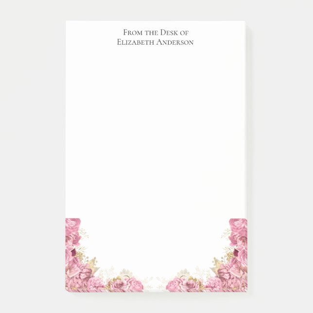 Post-it® Roses Roses Rose Floral Élégant Papier Personnalis (Devant)