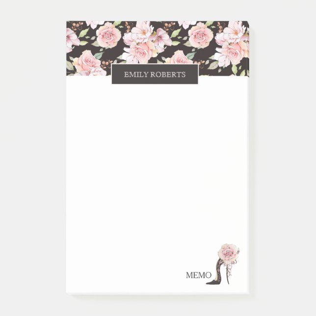Post-it® Roses roses roses, Pietto noir élégant design de m (Devant)