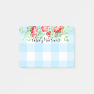 Post-it® Roses rouges rustiques Florales Bleues Buffalo Nom