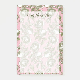 Post-it® Roses Vintage Personnalisées sur Fleurs Rose Clair