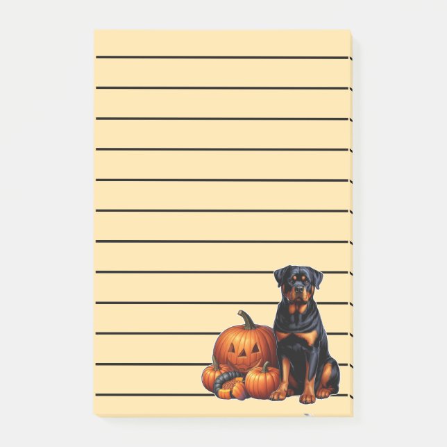 Post-it® Rotweiler Chien assis par des Citrouilles d'Hallow (Devant)