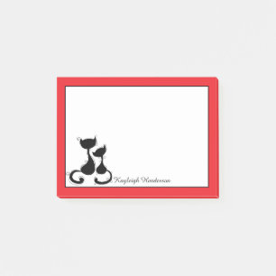 Post-it® Rouge avec la silhouette de chats noirs