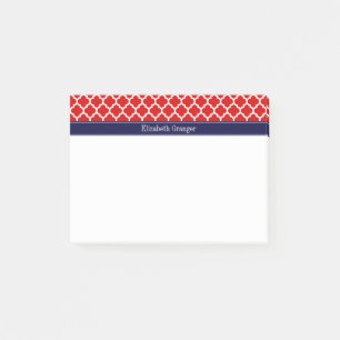 Post-it® Rouge Blanc Marocain #5 Marine Nom bleu Monogramme