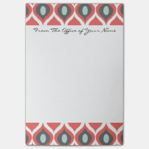 Post-it® Rouge bleu gris géométrique Ikat Tribal Imprimer