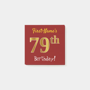Post-it® Rouge, Faux Gold 79e Anniversaire, Avec Nom Person
