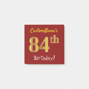 Post-it® Rouge, Faux Gold 84e anniversaire, avec nom person