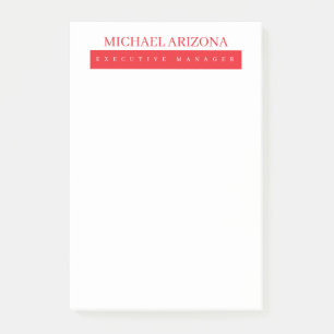 Post-it® Rouge Noir & Blanc Minimaliste Simple Moderne