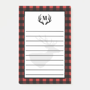 Post-it® Russe Buffalo Check Plaid & Deer Antlers