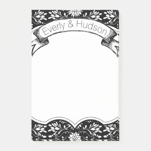 Post-it® Rustique Floral Noir Et Blanc