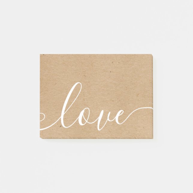 Post-it® Rustique Kraft Élégant Script Love (Devant)