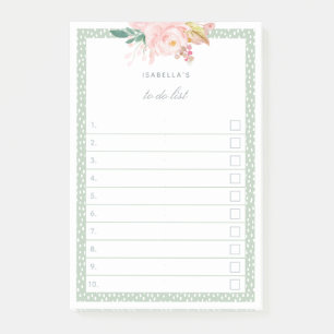 Post-it® Sage Green Aquarelle Peonies Liées À Faire
