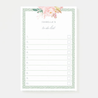 Post-it® Sage Green Aquarelle Peonies Liées À Faire
