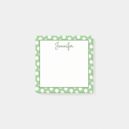 Post-it® Sage personnalisé Pois vert et blanc