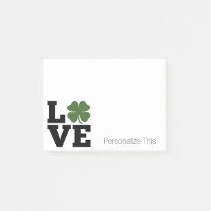Post-it® Saint Patrick's Day Amour avec shamrock vert