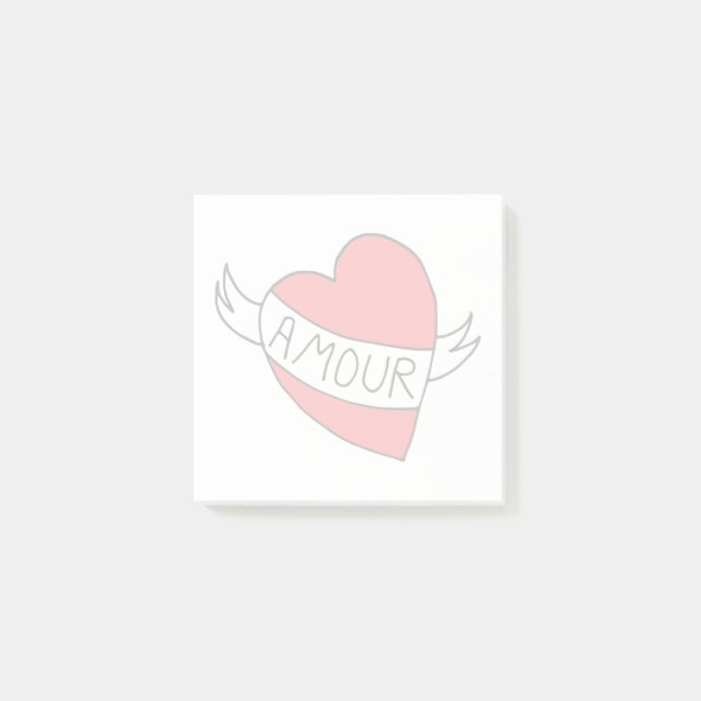 Post-it® Saint Valentin Amour romantique Rétro Amour Coeur  (Devant)