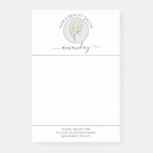 Post-it® Salon de beauté Golden Logo Coiffeur Blanc Élégant
