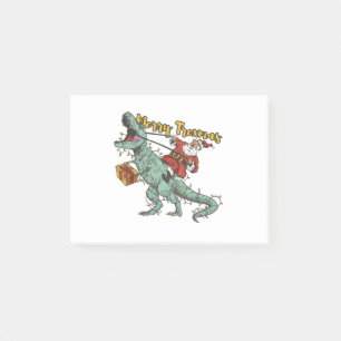 Post-it® Santa à cheval sur T Rex - Joyeux Trexmas