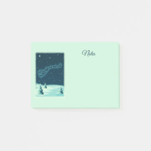 Post-it® Santa et ses rennes dans le ciel de Noël