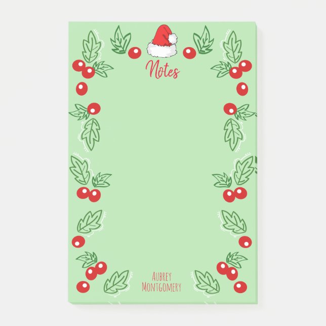 Post-it® Santa Hat & Holly Berries | Personnalisé (Devant)