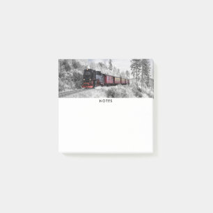 Post-it® Scène de Noël d'hiver du train vintage