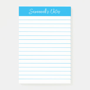 Post-it® Script Élégant Bleu Ciel Ligné Personnalisé