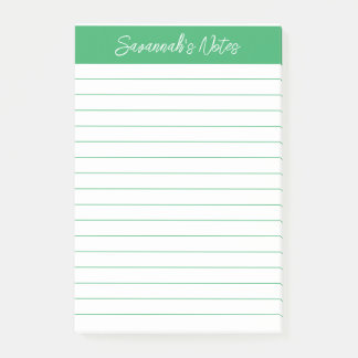 Post-it® Script Elegant Green Lined Personalized