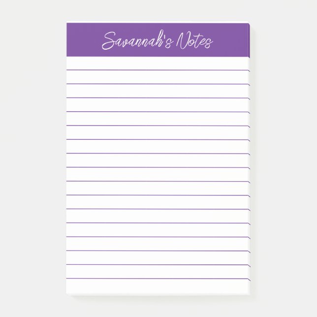 Post-it® Script Elegant Purple Lined Personalized (Devant)