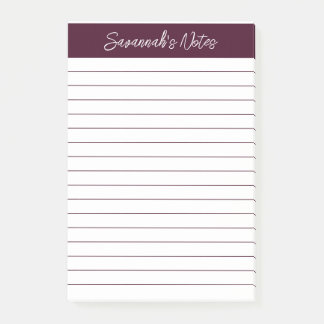 Post-it® Script Elegant Red Brown Lined Personalized