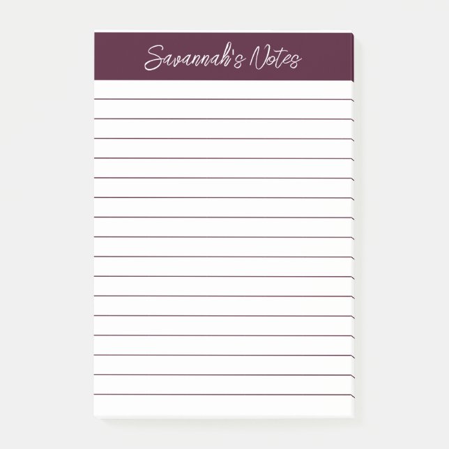 Post-it® Script Elegant Red Brown Lined Personalized (Devant)